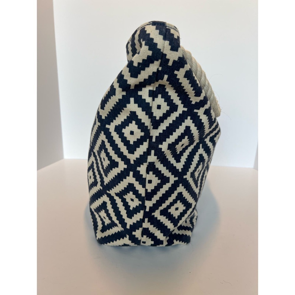 Summer & Rose Nautical Tote, Geometric Pattern, Rope Handles, Blue & White - Picture 12 of 16
